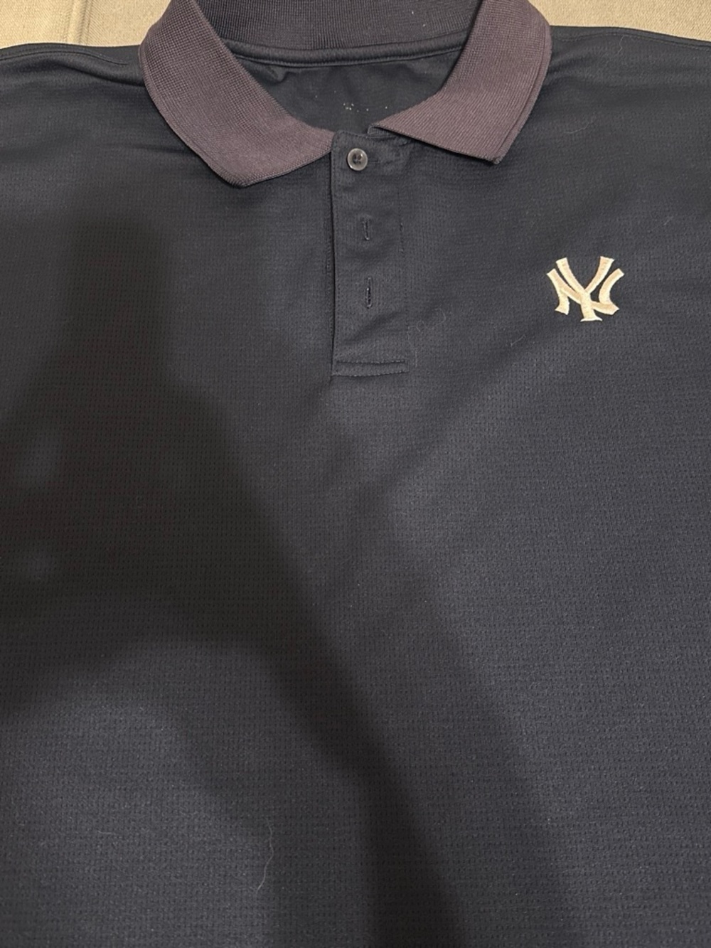 Men's Black Polo Shirt with Contrast Collar and NY Logo